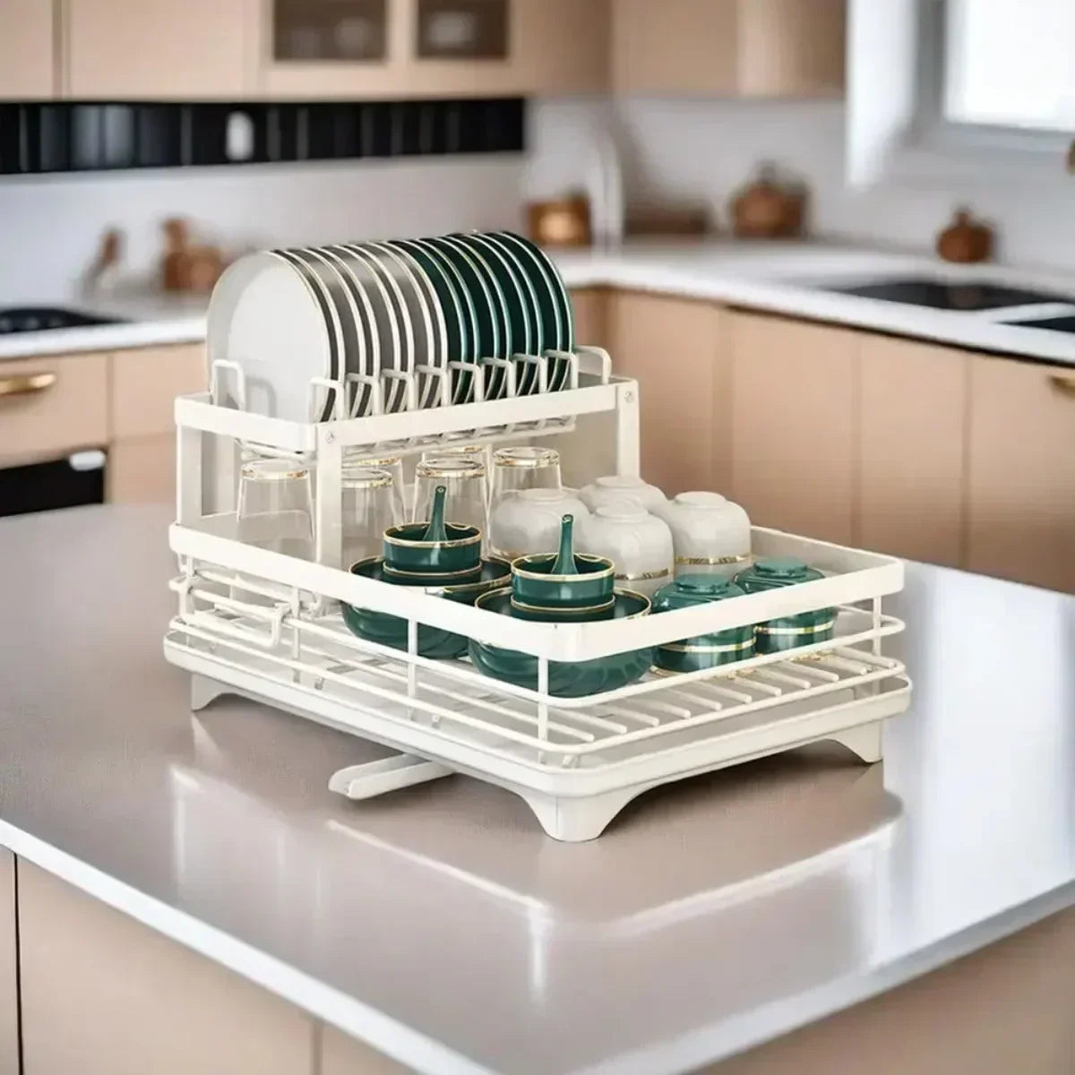 2025 Bowl Rack - 2 Tier Dish Drainer Storage Adjustable Space Saving Kitchen Utensil Organizer for Plates Cups Cutlery popular