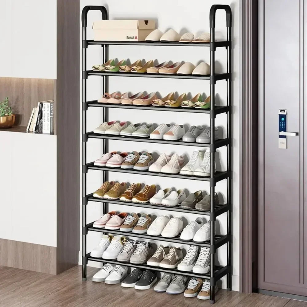 Multi-layers Metal Shoe Rack Space Saving Shoes Organizer Cabinets Simple Shoe Rack Cabinet Multi Functional Black Storage Racks