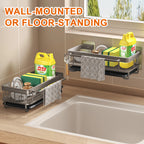 Wall Mount Kitchen Rack Storage Kitchen Sink Drainer Sponge Holder Kitchen Soap Rack No Drill Shelf  Kitchen Organization