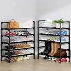Multi-layers Metal Shoe Rack Space Saving Shoes Organizer Cabinets Simple Shoe Rack Cabinet Multi Functional Black Storage Racks