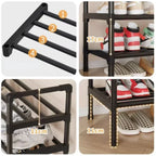 Multi-layers Metal Shoe Rack Space Saving Shoes Organizer Cabinets Simple Shoe Rack Cabinet Multi Functional Black Storage Racks