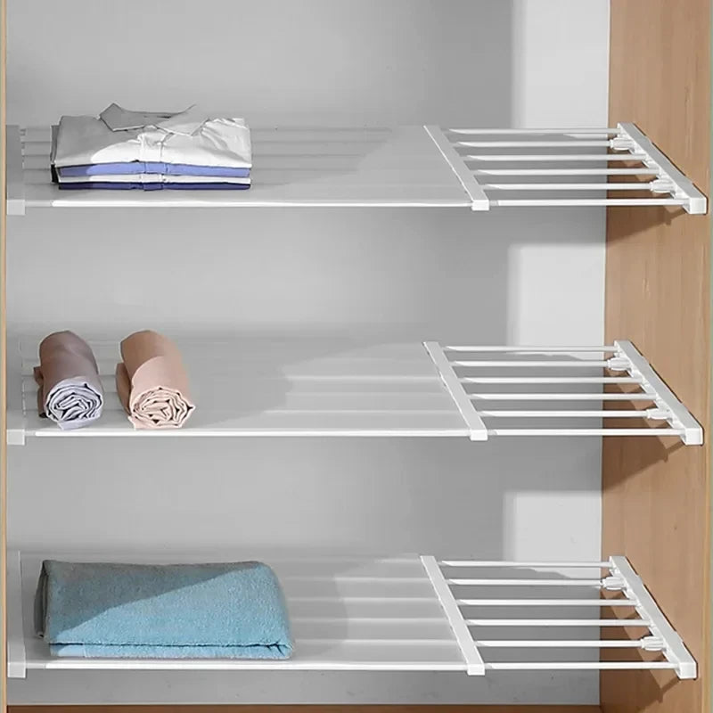 Adjustable Wardrobe Storage Shelf Space Saving Organizer for Kitchen Bathroom Wall Mounted Storage Rack Home Organizer